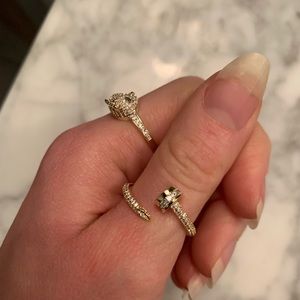 Luxe Nail Ring Gold Adjustable with Gemstones